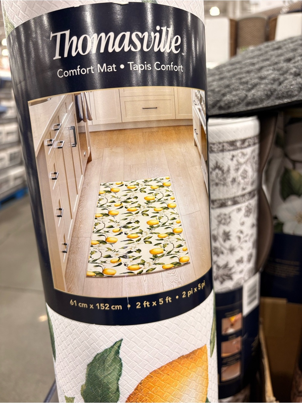 Comfort Mat in White with Yellow Lemon Print